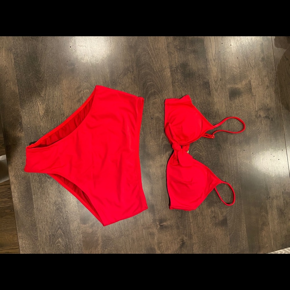 Pick pink red high waisted bikini, new with tags